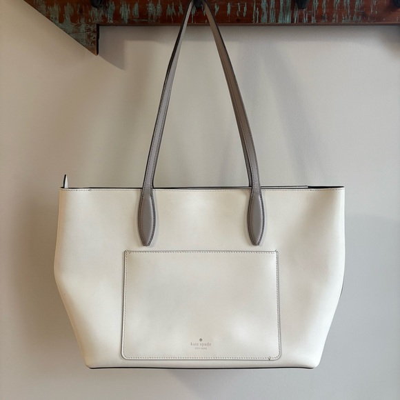 kate spade Handbags - Kate Spade New York Adel Large Tote off-white refined grain leather FLAW